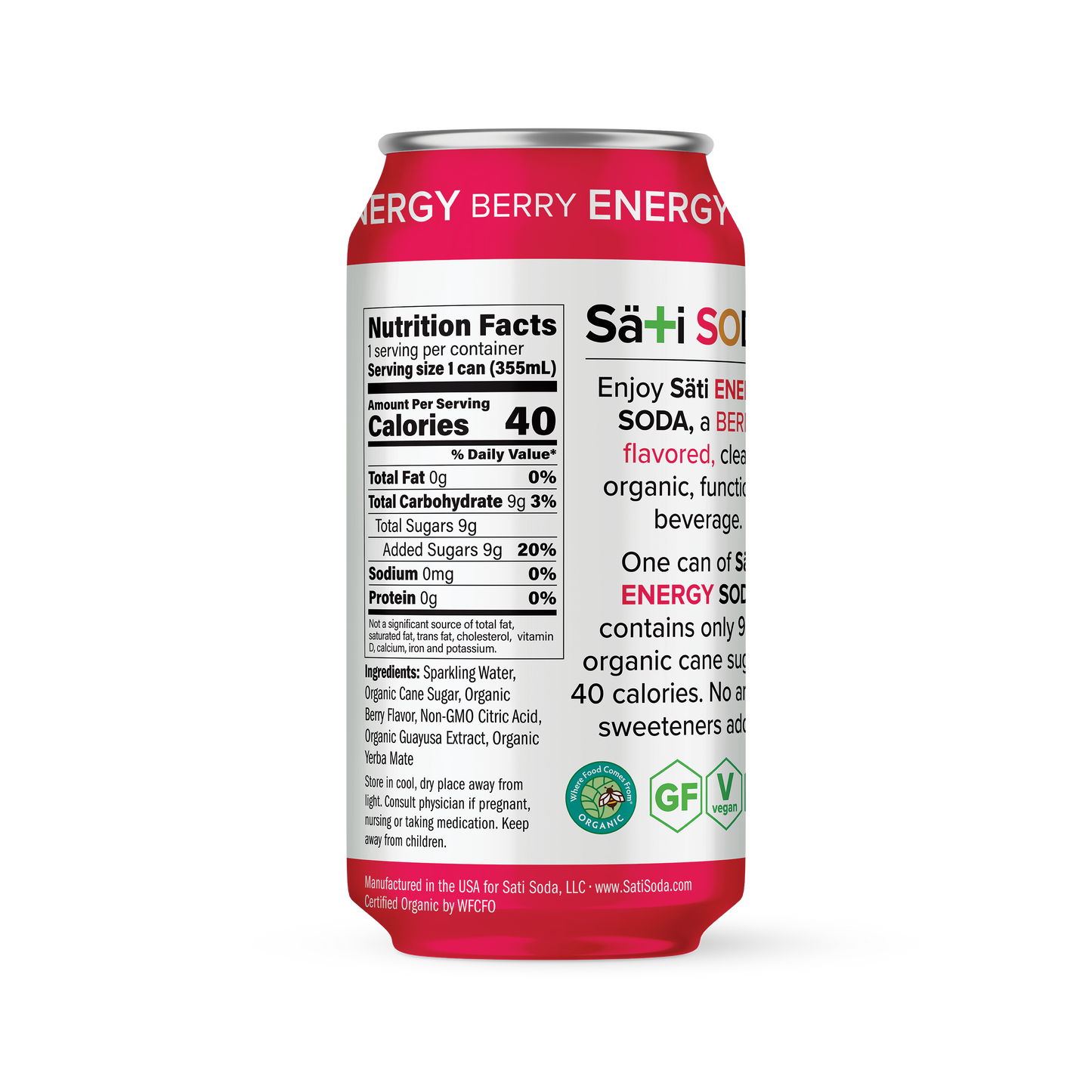 Organic Energy Berry Soda (12-pack case)
