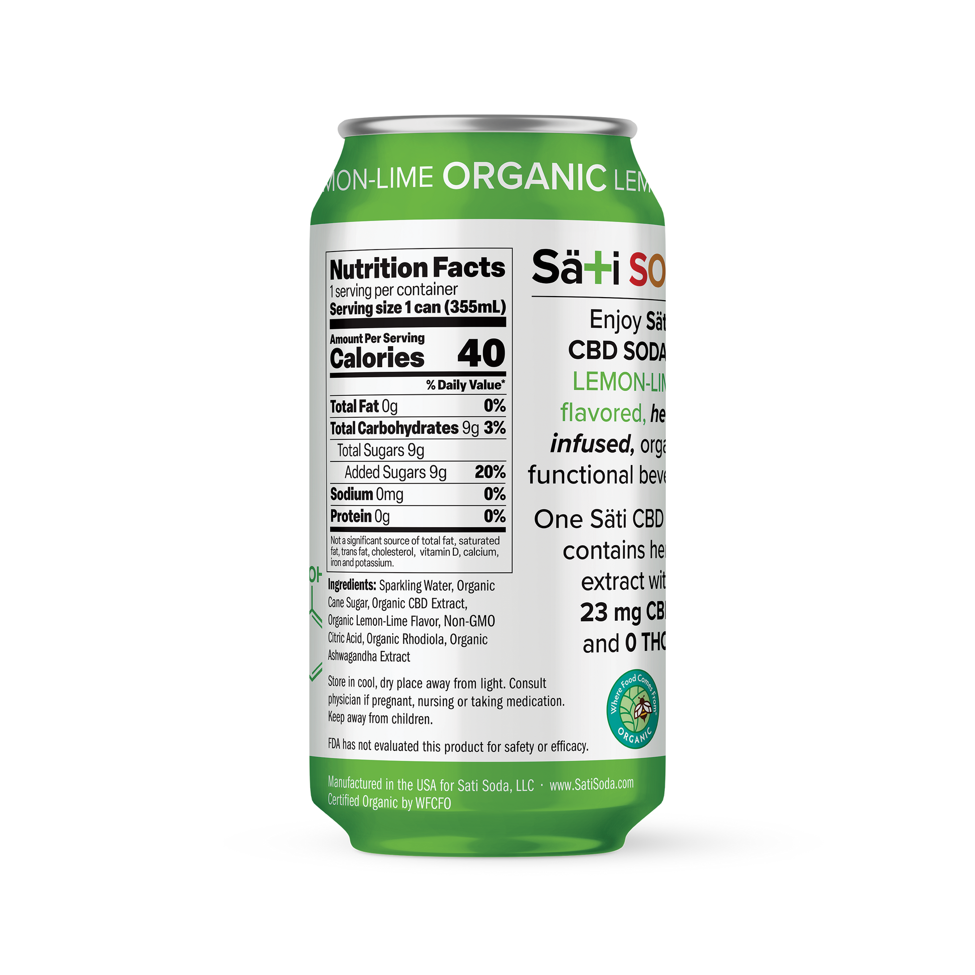 CBD Soda - Lemon Lime - Nutrition Facts