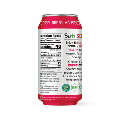 Organic Energy Berry Soda (12-pack case)