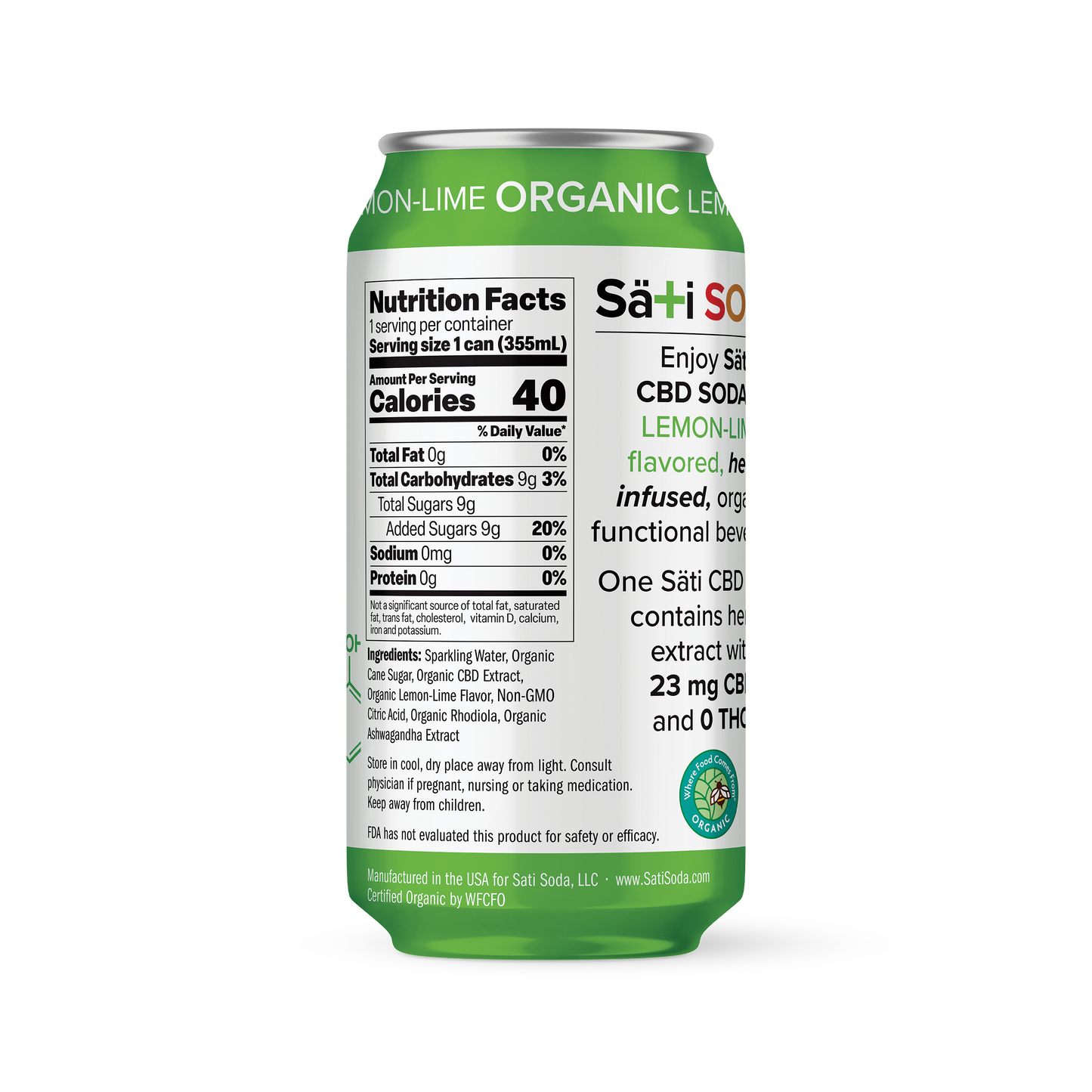 Organic CBD Soda- Lemon-Lime (12 Pack)