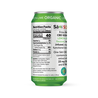 Organic CBD Soda- Lemon-Lime (12 Pack)